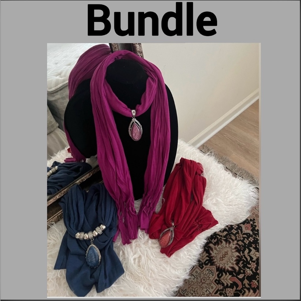 ✅ Bundle of 3 water drop Pendant Necklace Scarfs bundle